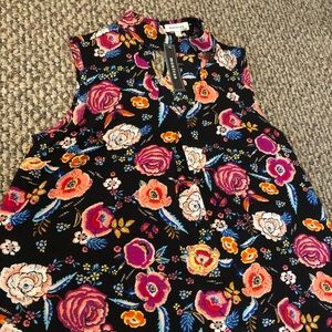 Black floral choker tank